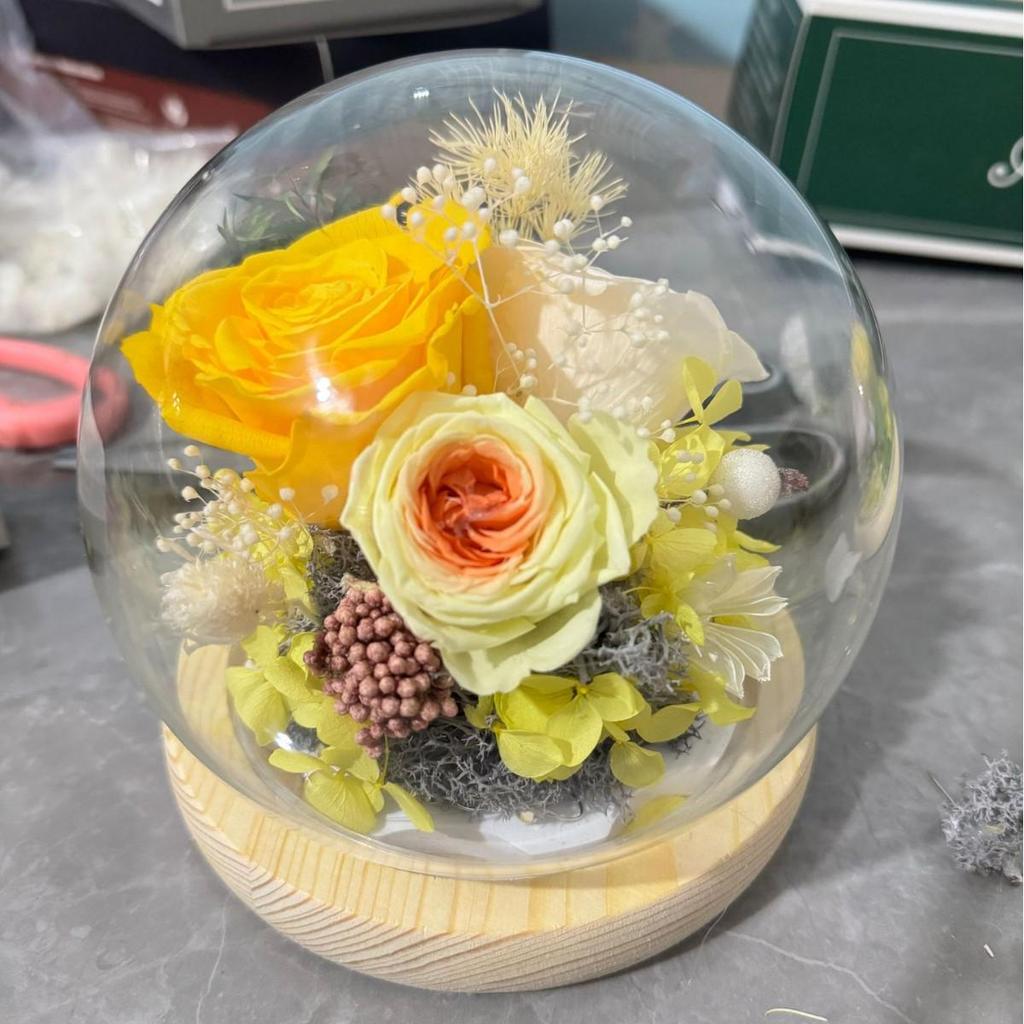 Preserved Flower Sphere: Rose & Sunflower Glass Dome Gift for Christmas & Valentine's Day