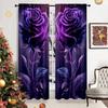 Elegant Purple Rose Pattern Printed Curtains, Pole Bag Bedroom and Living Room, Home Decoration, Room Decoration