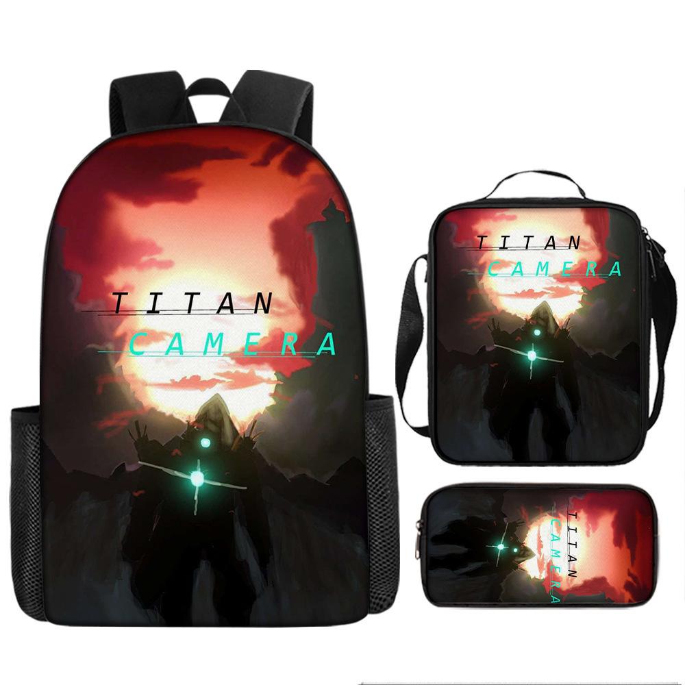 Luxe Nieuwigheid Bijzonder Cool Skibidi Toilet 3D Print 3 stuks/Set leerling Schooltassen Laptop Dagrugzak Rugzak Lunchtas Etui