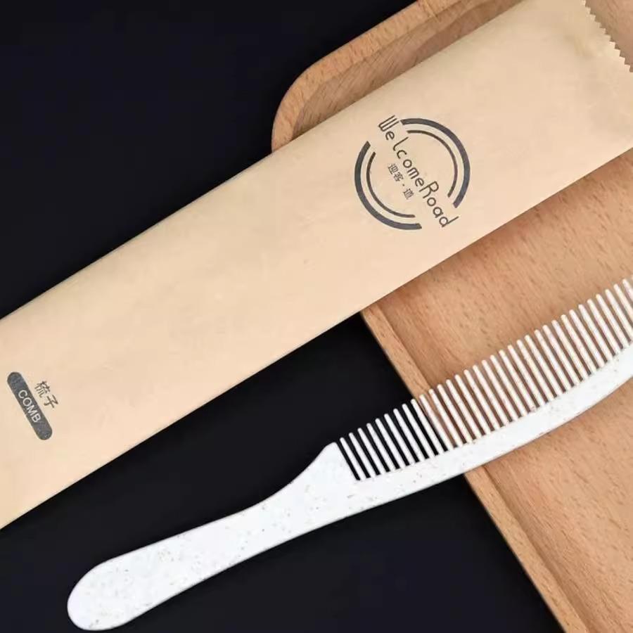 Eco-Friendly Wheat Straw Long Handle Comb for Hotels & B&Bs
