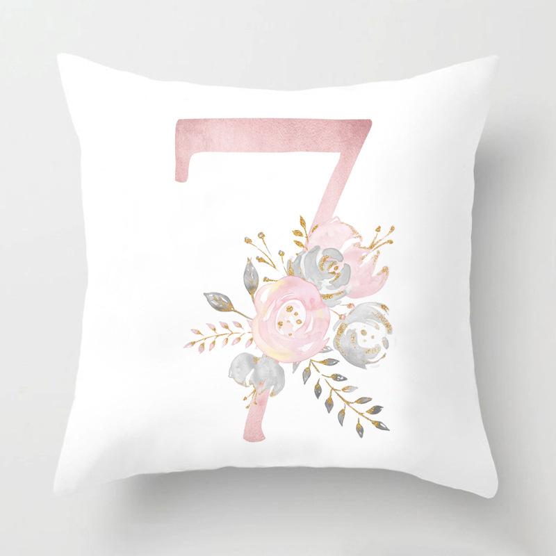 

Наволочка из полиэстера с розовым буквенно-цифровым набивным рисунком для дома, гостиной, дивана, автомобиля, украшения, подушки для талии, наволочка 40X40CM