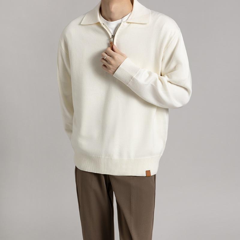 

Осінньо-зимовий новий чоловічий трикотажний універсальний светр з довгими рукавами та лацканами 3XL