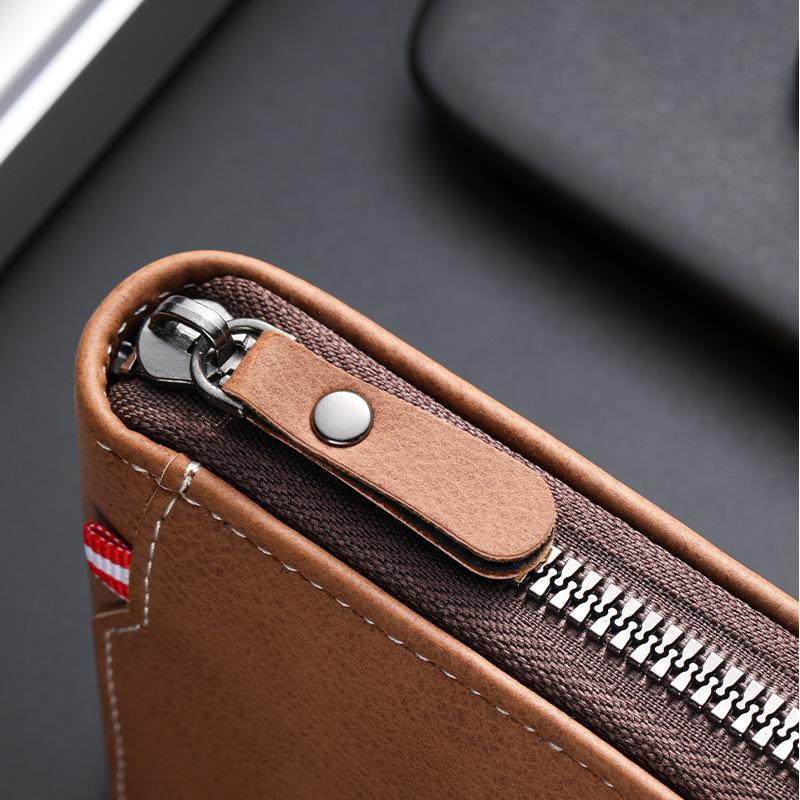 Schoolbag new business men's short wallet, multi-card large-capacity personalized zipper ID bag wallet