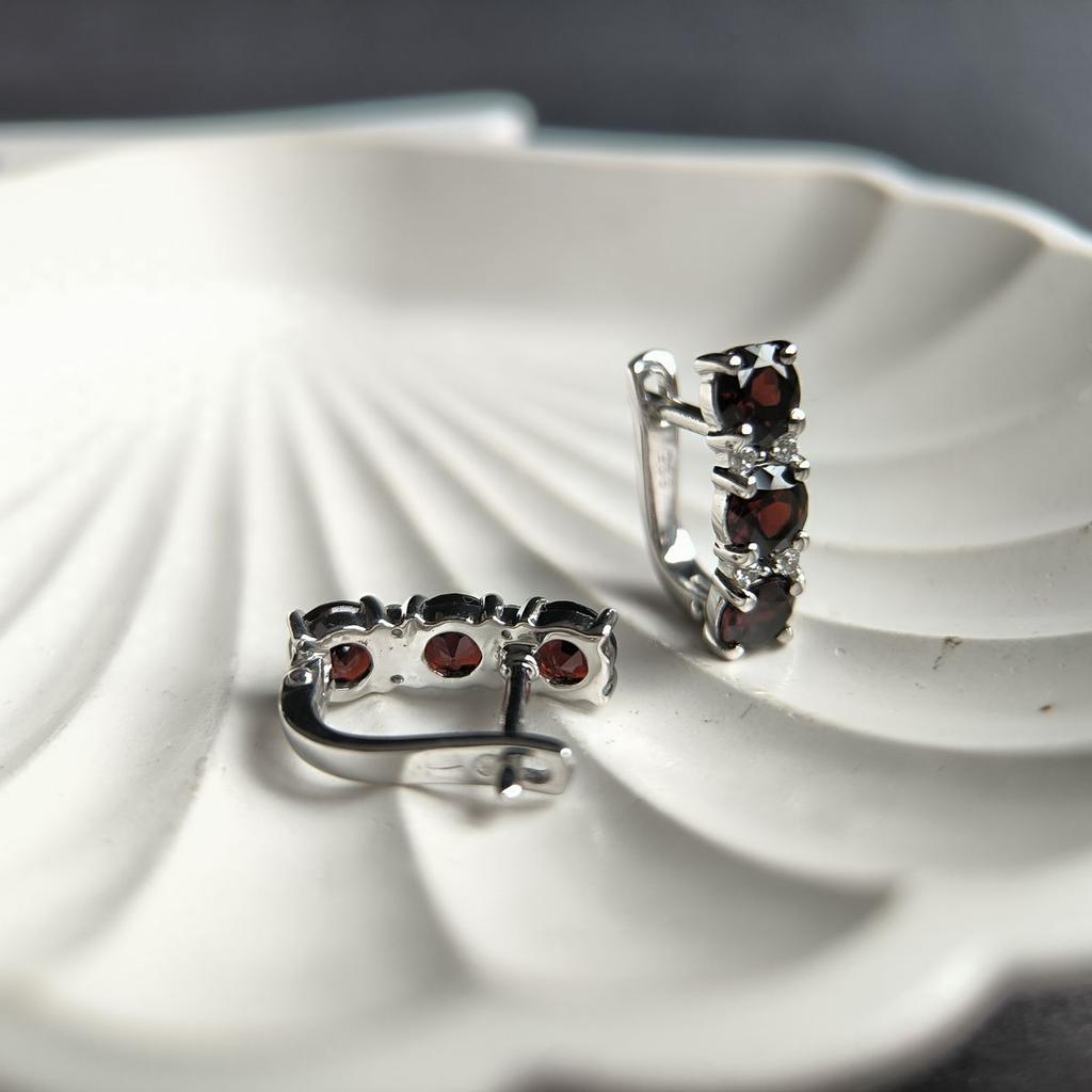 Серебряные серьги с натуральным гранатом 3.74ct (2181958)