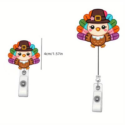 Cute Animal Themed Retractable ID Card Ring with Clip - Perfect for Nurses, Doctors, Durable, Suitable for Office Use