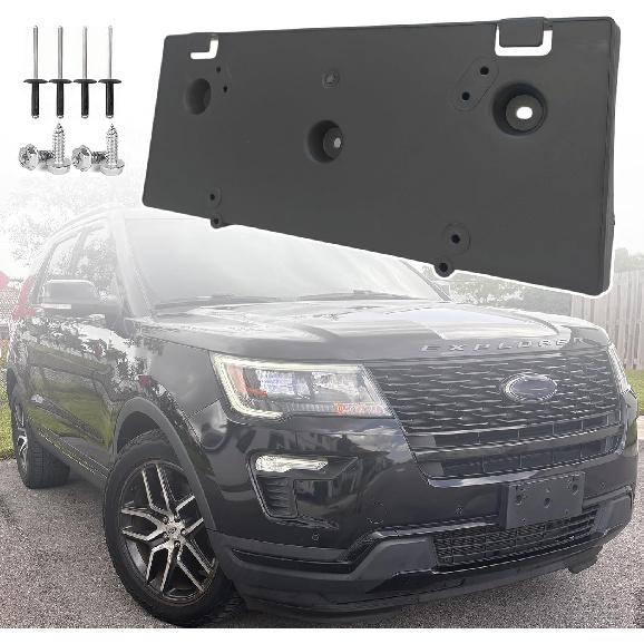 Front License Plate Frame for Ford Explorer 2018 2019 Front Bumper License Plate Holder Mounting Bracket Cover Replace# JB5Z-17A385-AA Partslink#
