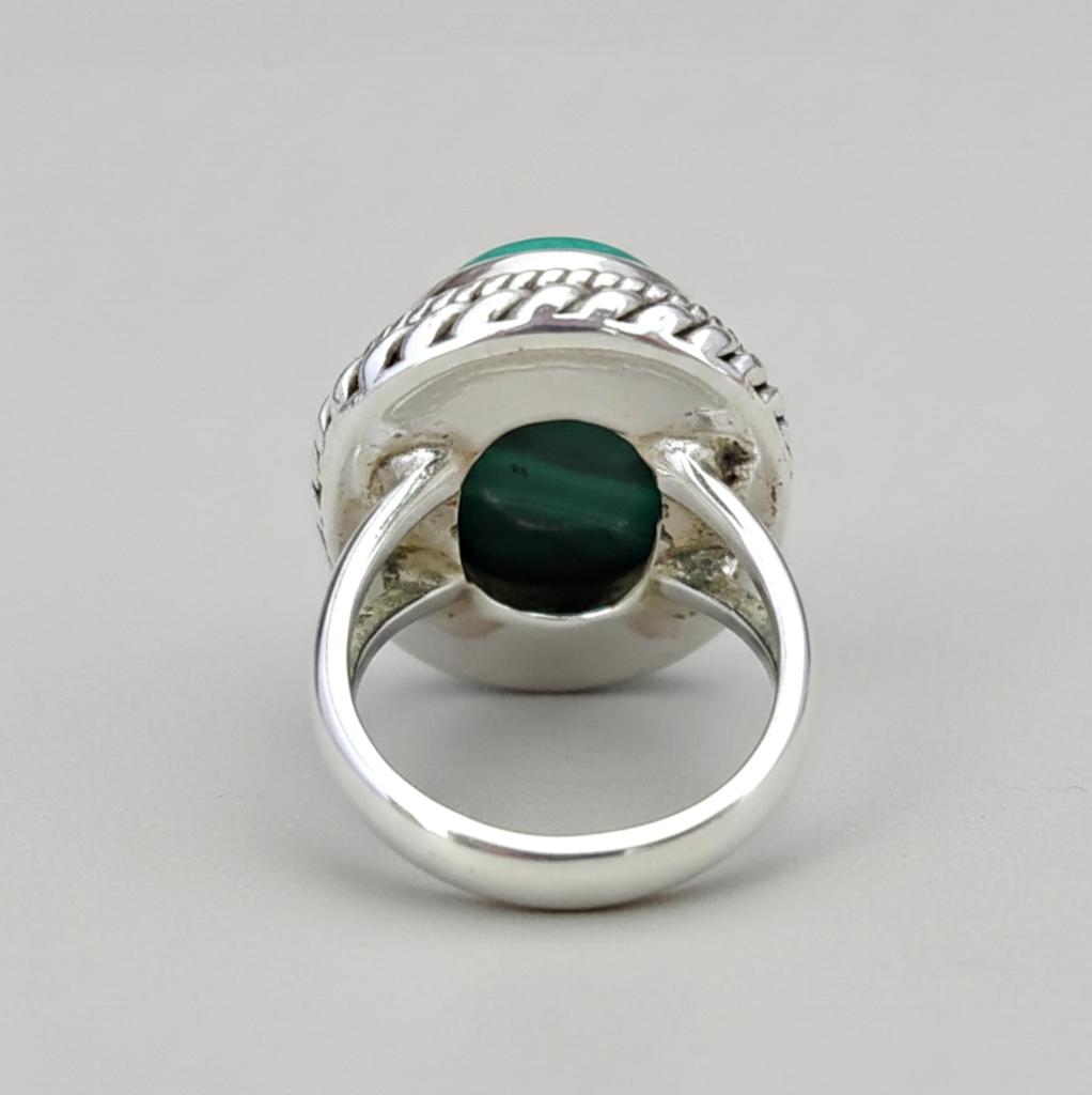 Natürlicher Malachitring, Handgefertigter Silberring, 925 Sterlingsilberring, Ovaler Malachit Designerring
