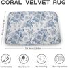 Blue Floral Chinoiserie Bath Mat, 24x16 inch & 30x17 inch, Modern, Non-Slip, Water-Resistant, Indoor