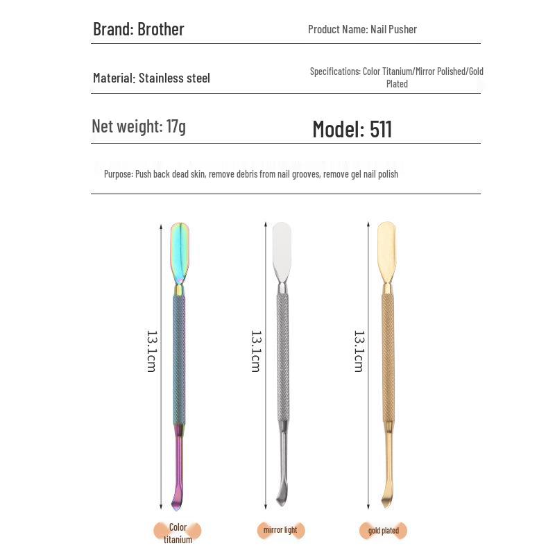 Stainless Steel Double-Ended Nail Cuticle and Polish Remover Tool with Bent Head