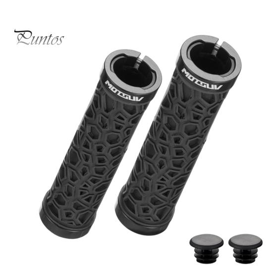 Mountainbike Handlebar Grips 1 Pair Bicycle Handle Bar with Plugs Ergonomic Impact Protection Design Non-Slip Shock-absorbing Single-sided Locking