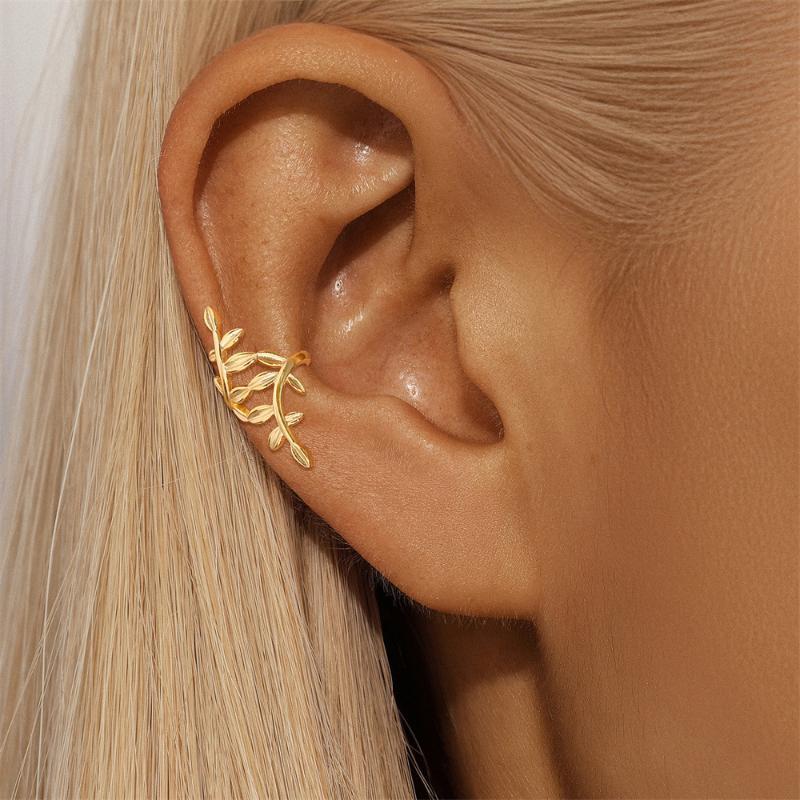 Branch Leaf Ear Cuff Non Pierced Hypoallergenic Vintage Copper Ear Clip Jewelry for Prom Party Wear