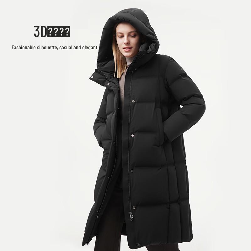Tanboer Women's Mid-length Hooded Goose Down Jacket