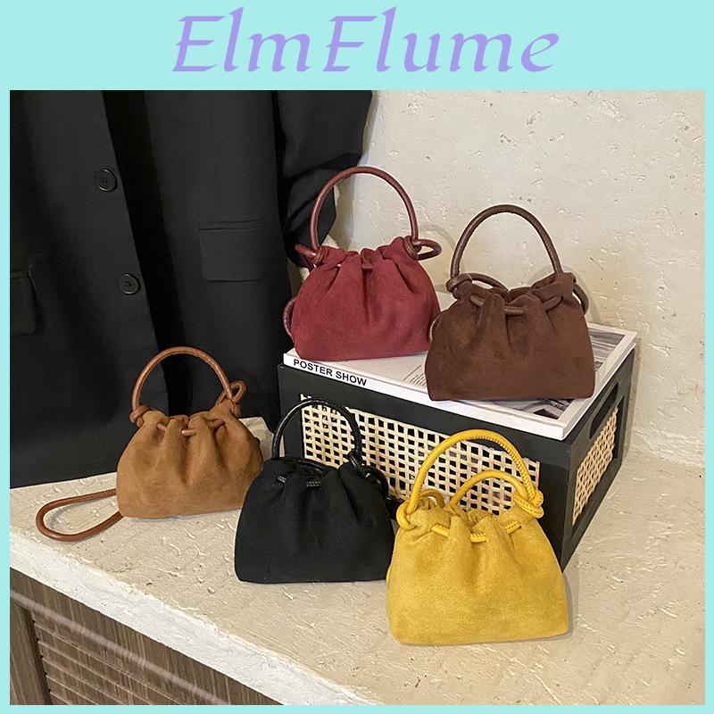 Vintage Style Pu Water Bucket Handbag With Top Drawstring Closure For Casual Outings