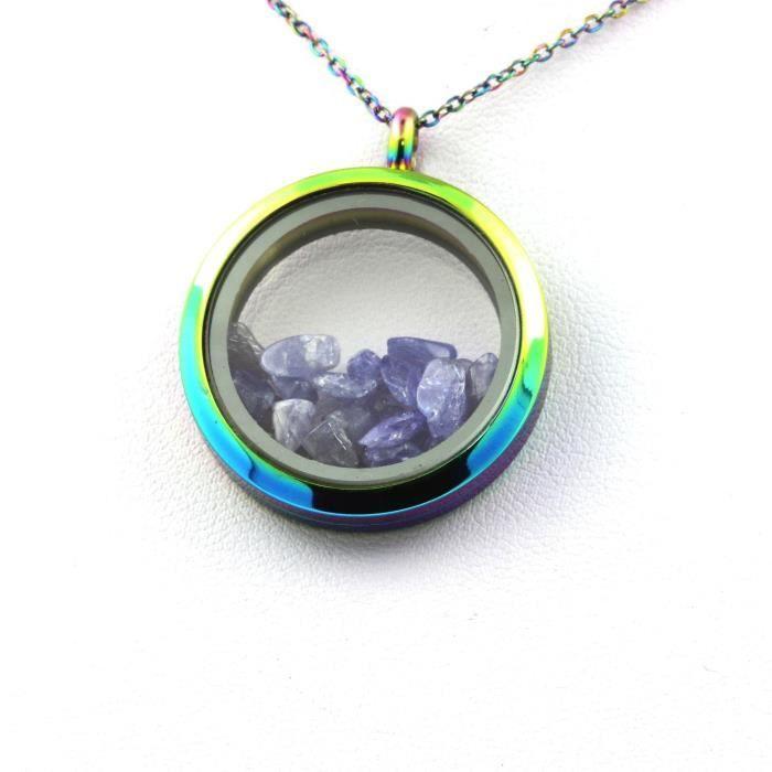 Collier - ABIJOUX - Tanzanite brut - Acier inoxydable - Multicolore - Mixte