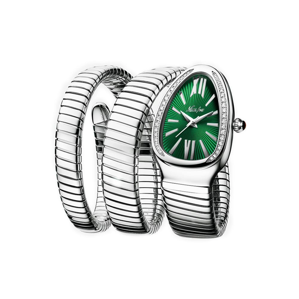 

Missfox Watch, High Fashion Personalized Snake Snake Snake Winding Three-Circle Bracelet Watch