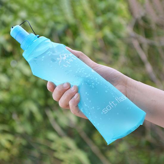 500ML Sports Soft Water Bottle Leakproof Safe No Odor Food Grade Thick Foldable Portable Mountaineering Cycling Camping Traveling Water Bottle