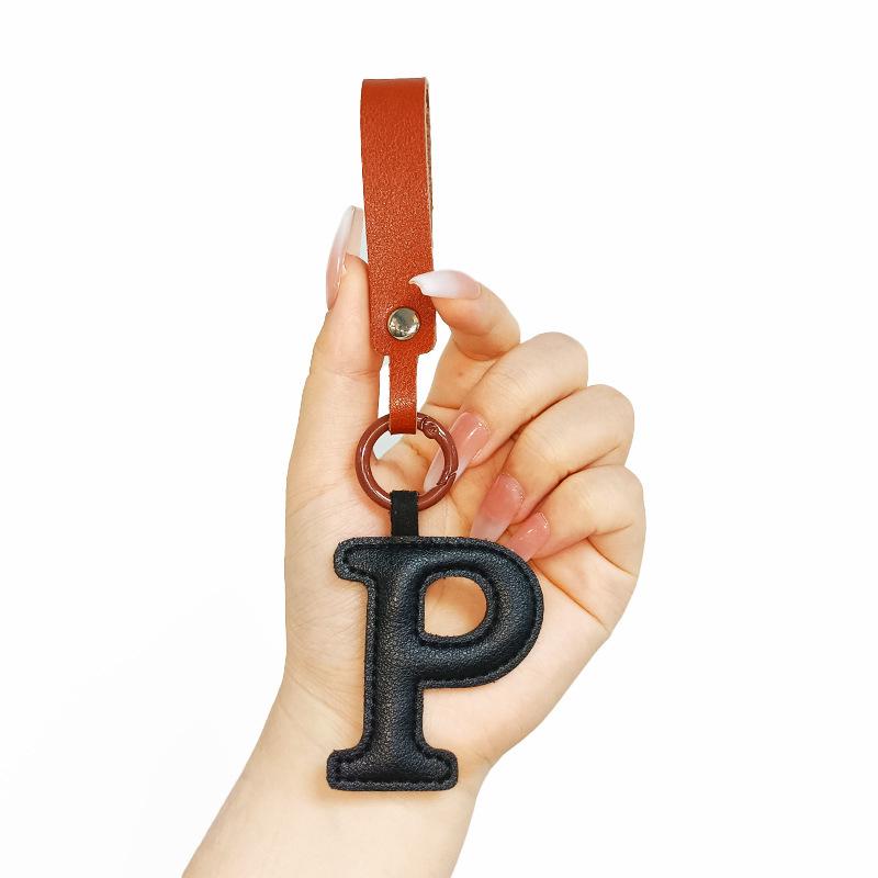 Customizable Leather Letter Keychain Pendant for Girls and Couples