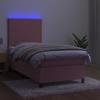 Box Spring Bed with Mattress & LED Light Pink 90x200 cm Velvet