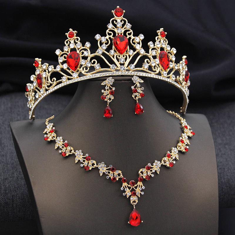 3Pcs Crown Bridal Jewelry Sets for Women Princess Tiaras and necklace earrings Prom Birthday Wedding Tiaras and Crowns Set