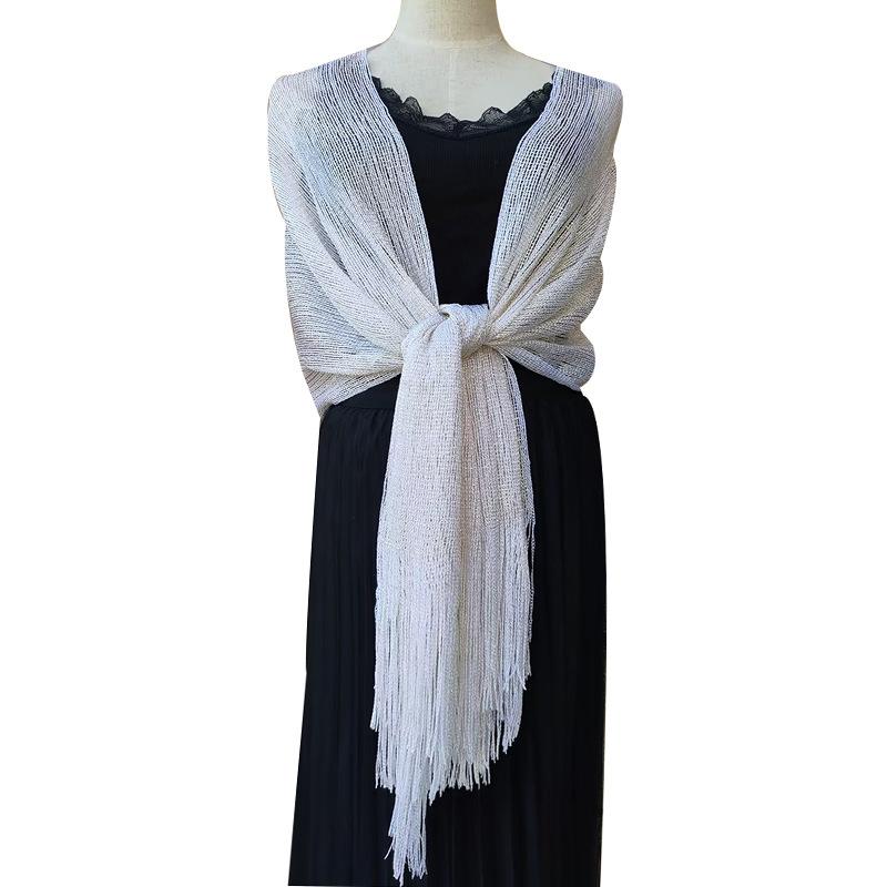 Cross-border Popular Gold and Silver Silk Shawl Flat Scarf Scarf Bridesmaid Dance Wedding Party Evening Dress Shawl Women