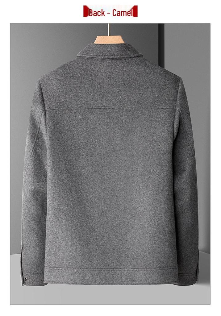 Premium Wool Tweed Coat for Middle-aged and Elderly Men - Warm, Large Size, Lapel Jacket for Winter