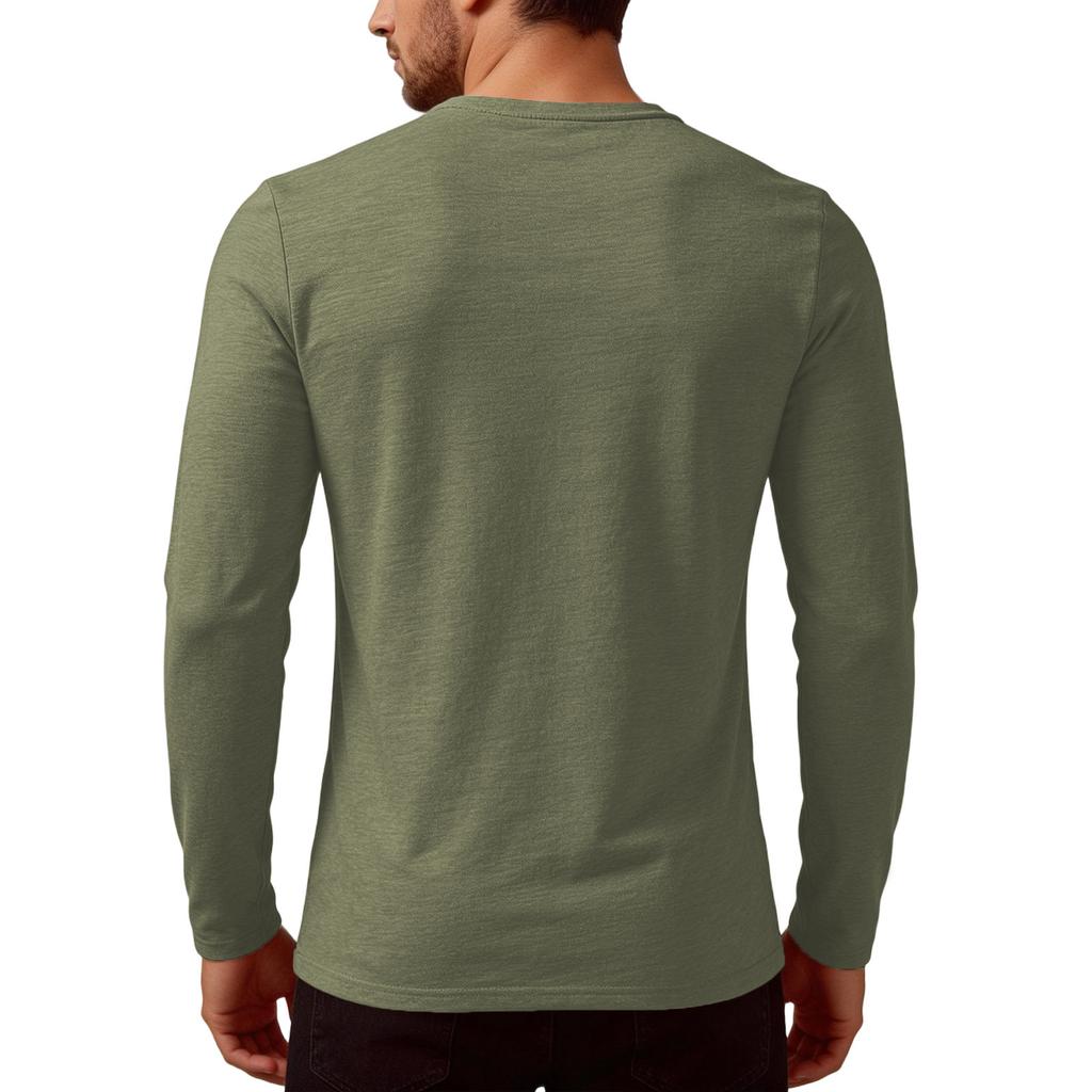 Men's Long Sleeve Henley Shirt Casual Lightweight Pullover Crew Neck Soft Knit Top with Button Front Design for Daily Wear