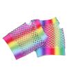For Women Party Girl Long Half Finger Nylon Rainbow Color Gloves Arm Sleeves Fishing Net Gloves