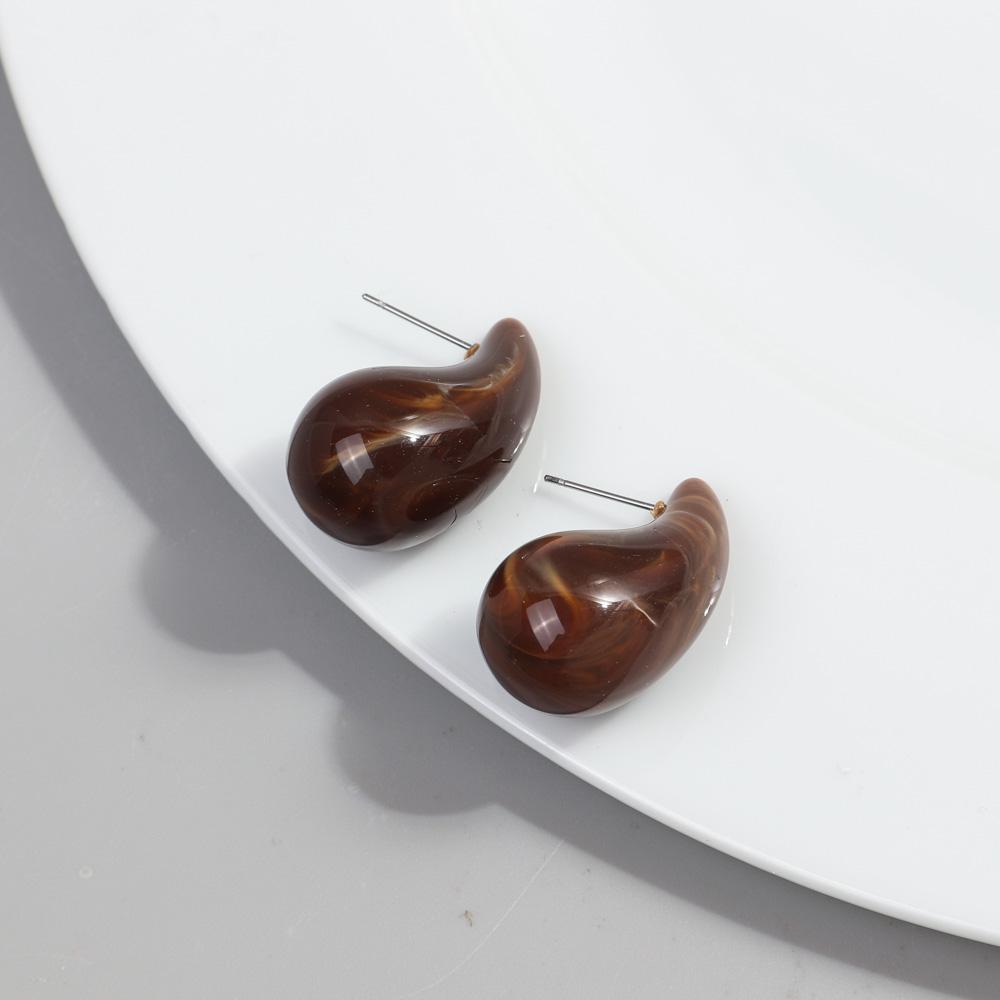 New AB Colorful Chunky Teardrop Earrings Dupes for Women Smooth Hollow Thick Water Drop Earring Hoops Trendy Jewelry Lightweight