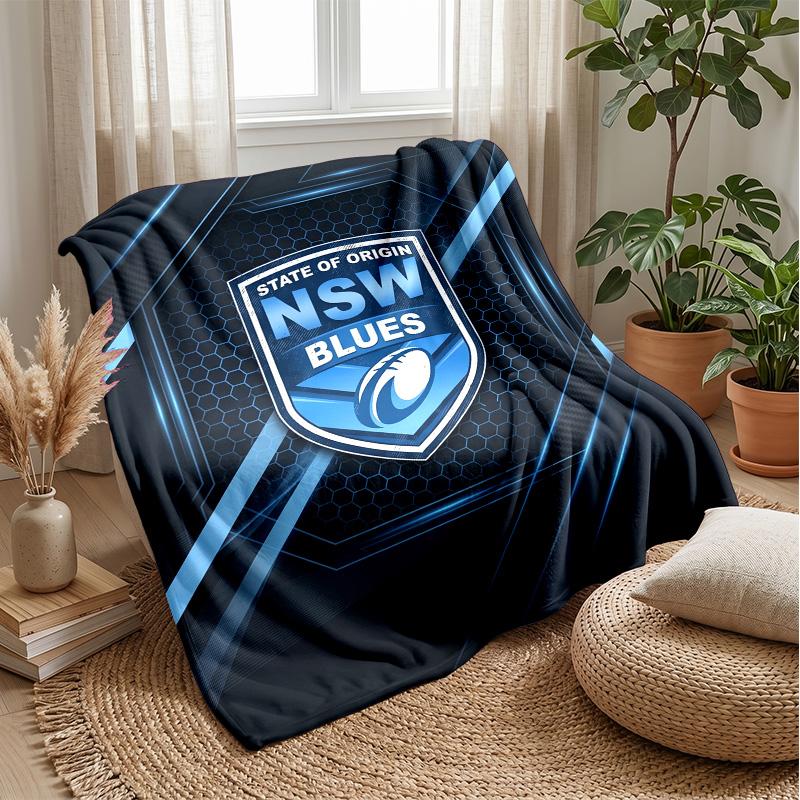 NSW Blues Flannel Fleece Blanket Cozy Warm Throw Blanket For Couch Bed Travel All Season Use