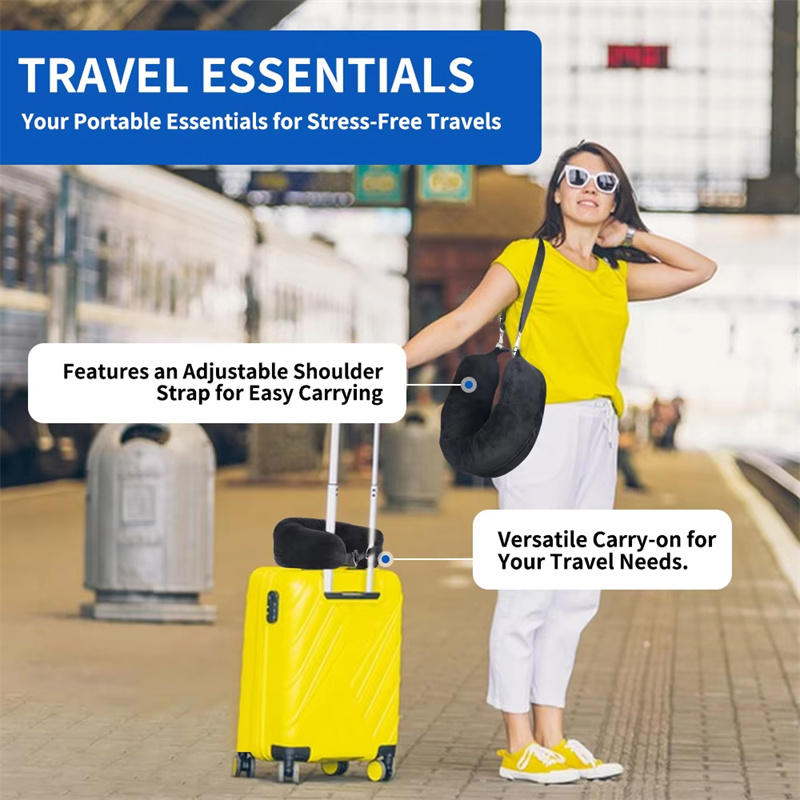 Travel Neck Pillow with Fillable Clothing U-Shaped Pillowcase Extra Storage Bag Velvet Neck Pillow Cover for Airplane Travel Take A Nap