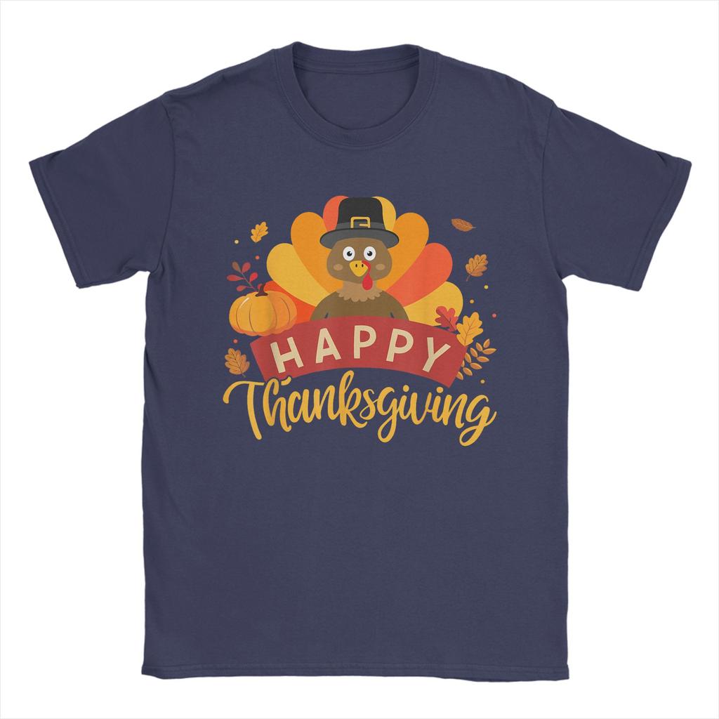 Happy Thanksgiving Turkey for Family Dinner Feast Men T Shirts Funny Tee Shirt Short Sleeve O Neck TShirts 100 Cotton Clothes