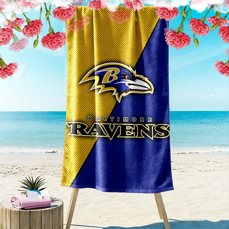 Baltimore Ravens Print Beach Towel, Large Soft Quick Dry Towel for Beach Camping Swimming