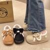 Fashion Winter Outerwear New Bow Bag Heel Women's Shoes with Velvet Warmth Simplicity Comfort Anti Slip Daily Casual Lazy Slippers