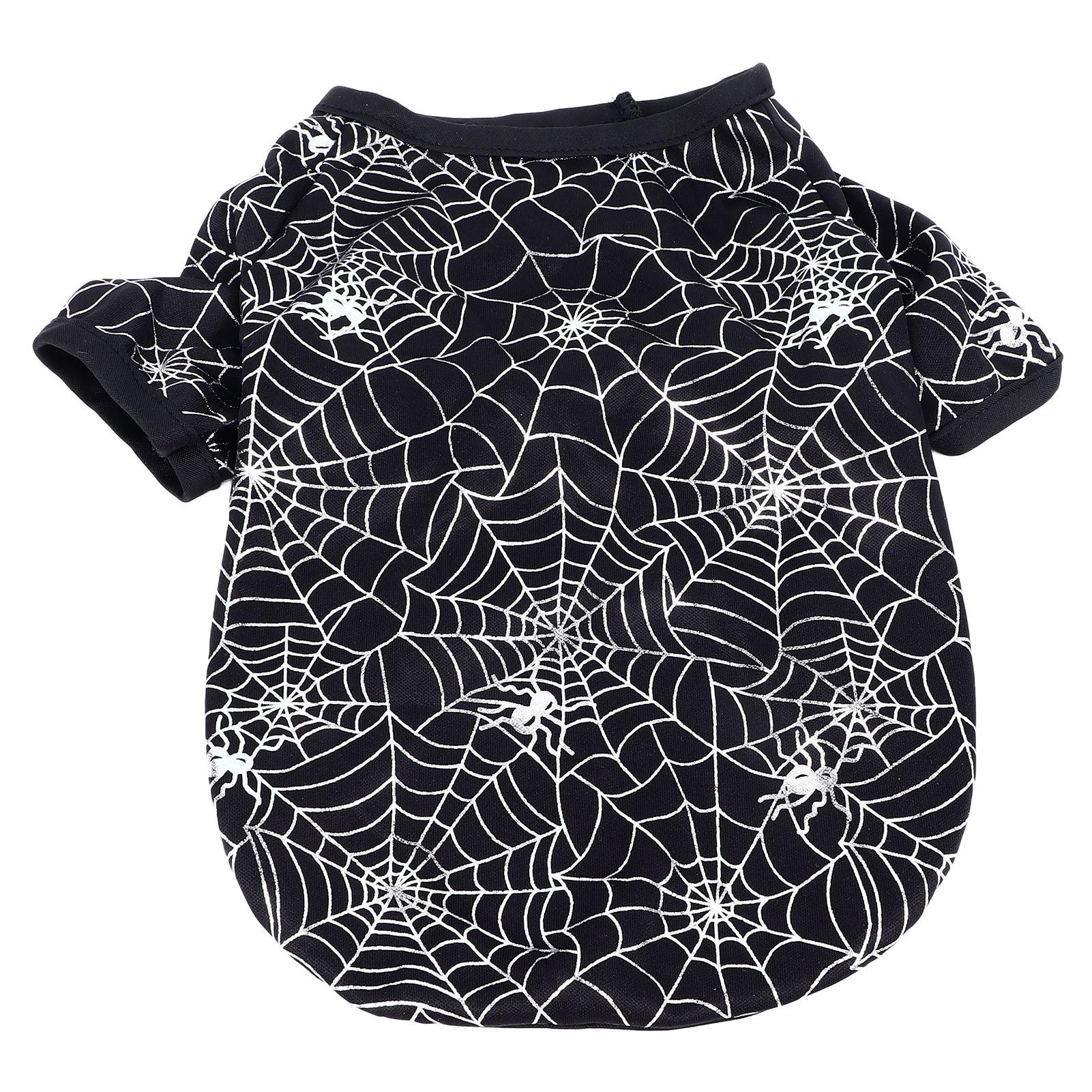 

Halloween Pet Clothes Funny Spider Web Print Pet Costumes Breathable Comfortable Polyester Pet Shirt For Dogs Cats чорний