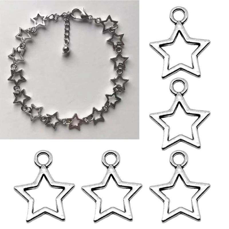 Popular Alloy DIY Accessories Hollow Five-Pointed Star Pendant DIY Handmade Bracelet Necklace Earring Clip Materials