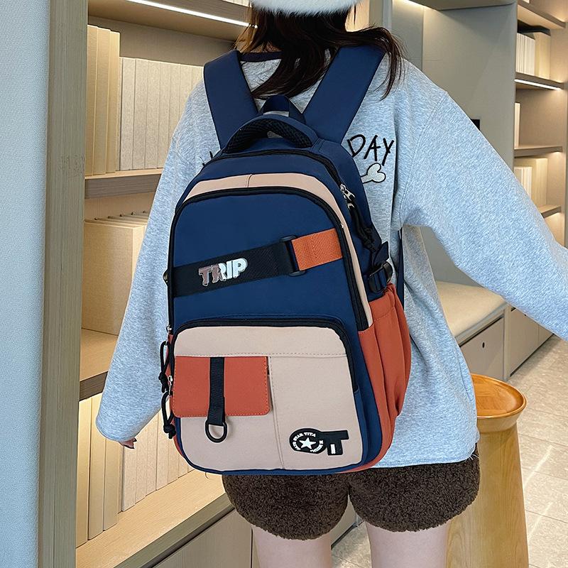 New solid color small fresh schoolbag junior high school college student backpack campus simple backpack
