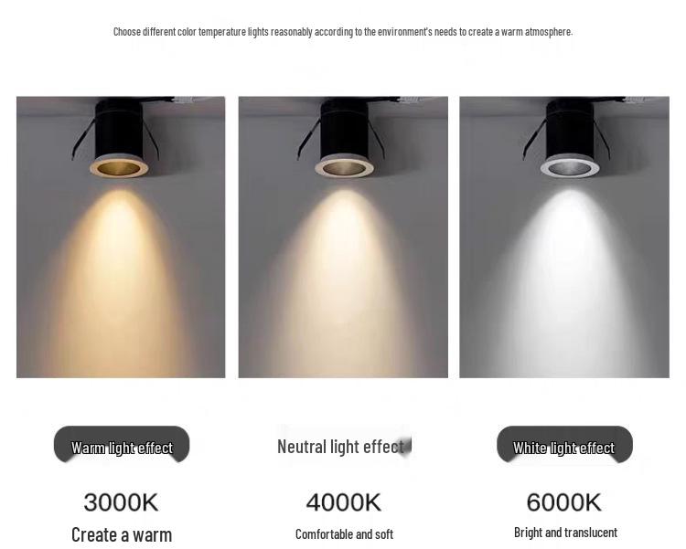 Mini Anti-Glare LED Cylinder Spotlight, 3cm Recessed Opening, 3W/5W, 40mm for Jewelry Display