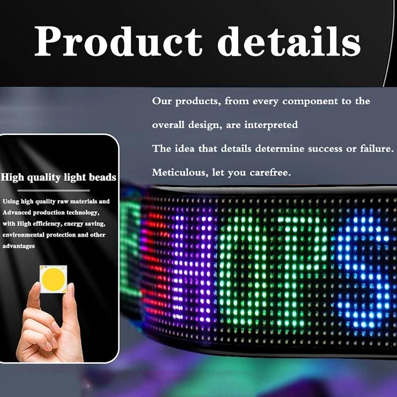 USB 5V LED Matrix Pixel Panel Flexible DIY Car Sign Display Screen (APP+ Remote Control)