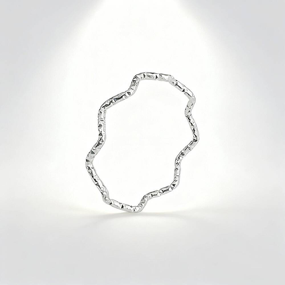 

1Pcs Stainless steel ring with wave texture, small exclusive ring party accessory 5