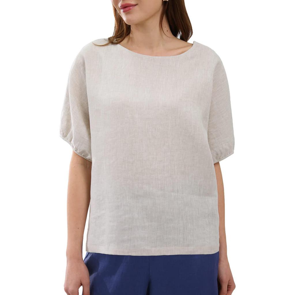Women's European & American Style Summer Linen Lantern Sleeve Top