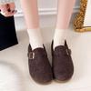 Winter new retro women's lazy half slippers casual non-slip velvet warm outer cotton shoes