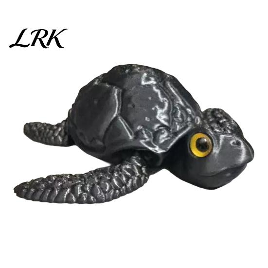 Sea Turtle Toy 3D Printed Figurine, Movable Joints Tortoise Ornament, Stress Relief Figurine Model Fidget Toy, Animal Decoration for Home Office