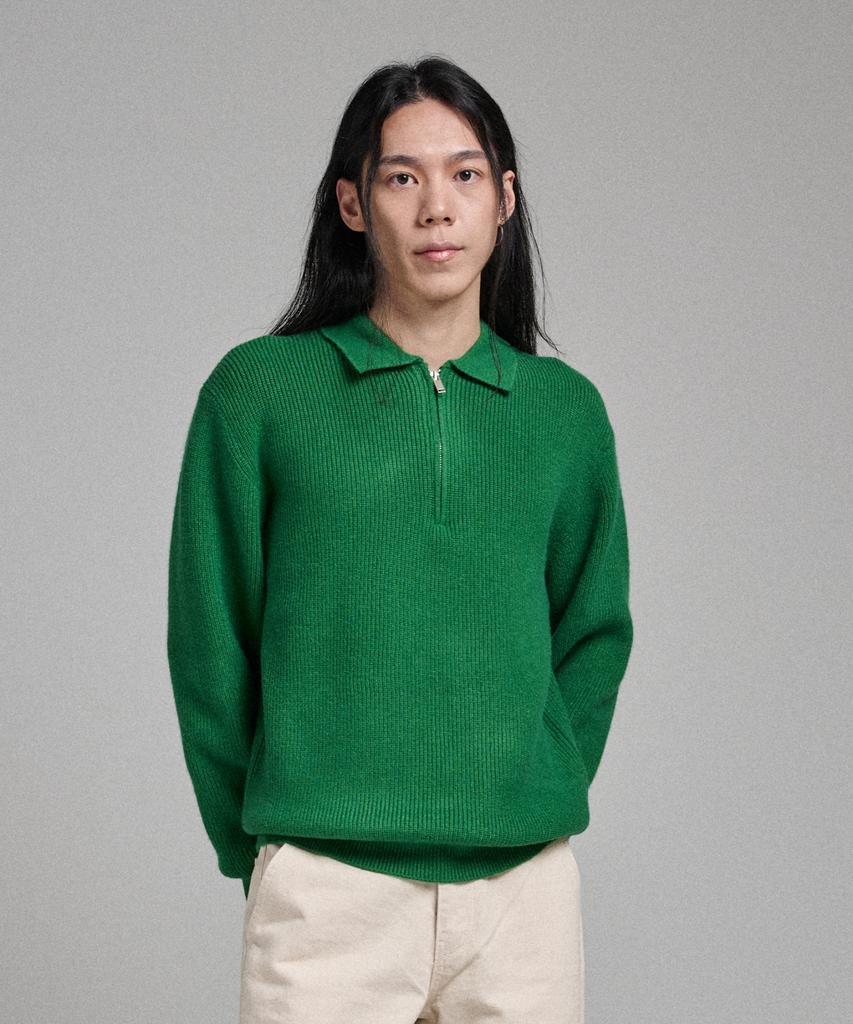 ANALOG MOOD Hachi Half Zip Collar Knit (Green)