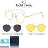 Round Metal Frame Polarized Magnetic Black Night Vision Clips On Glasses Optical Prescription Magnet Eyeglasses Magnet Exposed