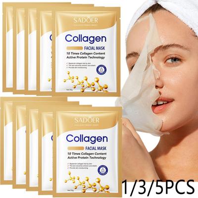 SADOER Collagen Facial Masks with Active Protein Technology - Deep Moisturizing & Firming, 16% Collagen Content for Enhanced Skin Health, Skin Firming