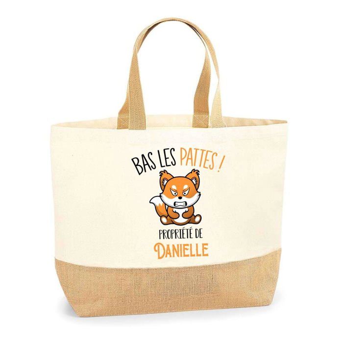 Sac cabas - PLANETEE - Danielle Bas les pattes Renard - Jute naturel - Motif renard - Imprimé en France