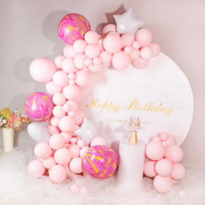 Bruiloft Verjaardag Babyborrel Geslachtsonthulling Decoraties Stofblauw Wit Ballonnenboog Slingerset