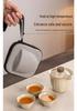 Ru Kiln Portable Tea Set with Three Cups - Ideal for Travel, Home, or Corporate Gifts