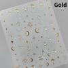 Gold Silver Love Star Moon Geometric Lines Necklace Stamping Retro Soft Self Adhesive Nail Art Sticker Manicure Decal