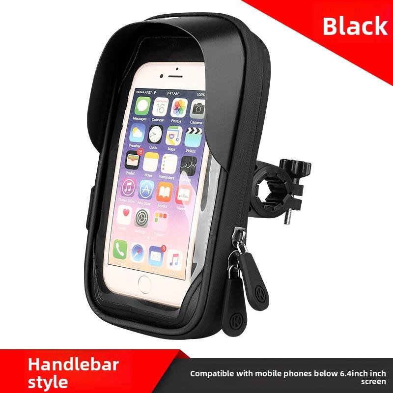 

Waterproof phone holder for electric motorcycles, cycling navigation stand, mountain and road bike touch screen phone bag Handlebar style-black